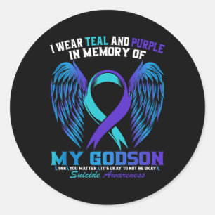 I Wear Teal And Purple For My Godson Suicide Aware Classic Round Sticker