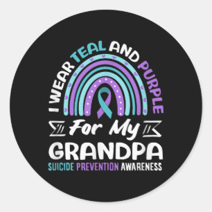 I Wear Teal And Purple For My Grandpa Prevention Classic Round Sticker