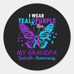I Wear Teal And Purple For My Grandpa Suicide Awar Classic Round Sticker