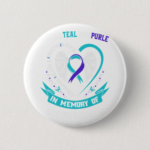 I Wear Teal And Purple For My Grandson Suicide Awa 6 Cm Round Badge