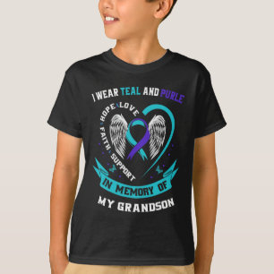 I Wear Teal and Purple For My Grandson Suicide Awa T-Shirt
