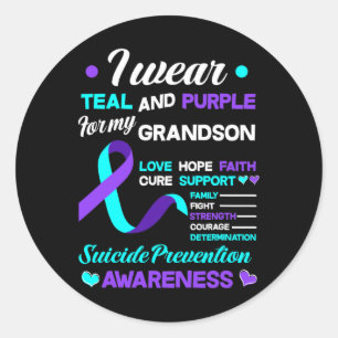 I Wear Teal And Purple For My Grandson Suicide Pre Classic Round Sticker