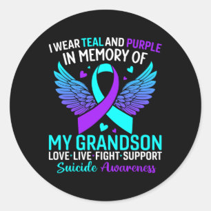 I Wear Teal And Purple For My Grandson Suicide Pre Classic Round Sticker