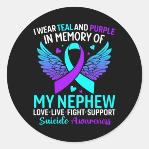 I Wear Teal And Purple For My Nephew Prevention Classic Round Sticker