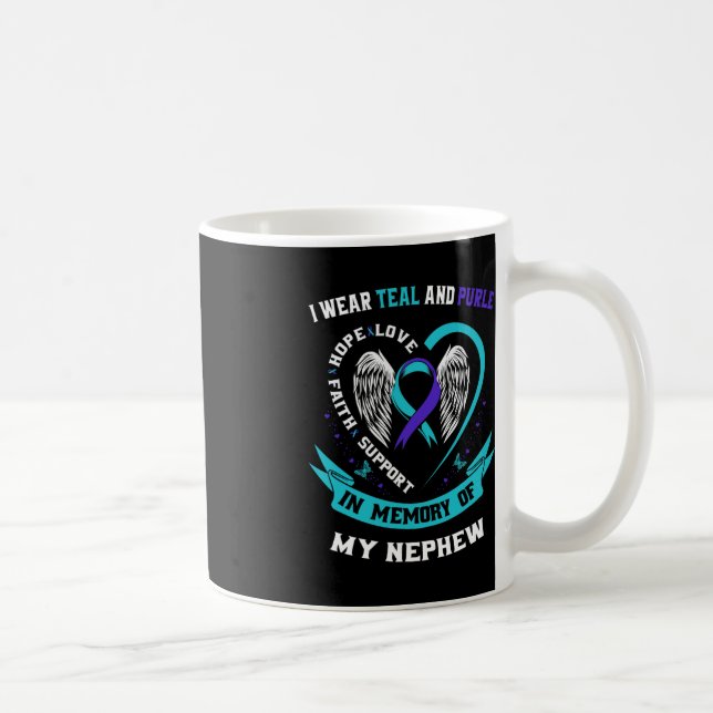 I Wear Teal and Purple For My Nephew Suicide Aware Coffee Mug (Right)