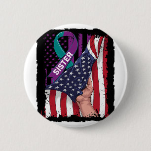 I Wear Teal And Purple For My Sister Suicide Aware 6 Cm Round Badge