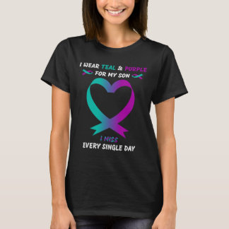 I Wear Teal And Purple For My Son I Miss Every Sin T-Shirt