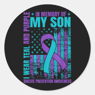 I Wear Teal And Purple For My Son Prevention 1 Classic Round Sticker