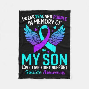I Wear Teal And Purple For My Son Prevention Fleece Blanket