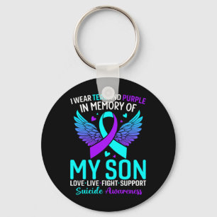 I Wear Teal And Purple For My Son Prevention Key Ring