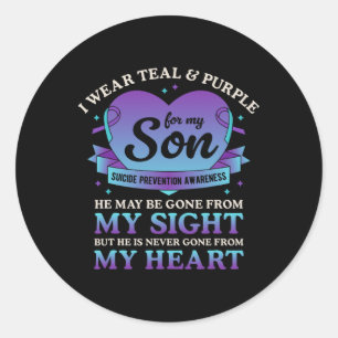 I Wear Teal And Purple For My Son Suicide Preventi Classic Round Sticker