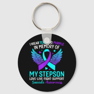 I Wear Teal And Purple For My Stepson Suicide Prev Key Ring