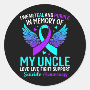 I Wear Teal And Purple For My Uncle Prevention Classic Round Sticker