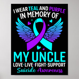 I Wear Teal And Purple For My Uncle Prevention Poster