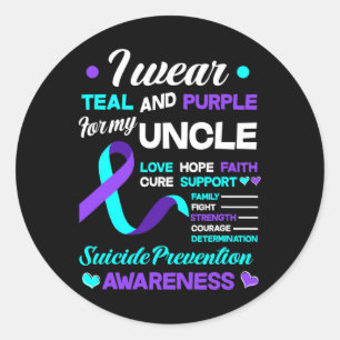 I Wear Teal And Purple For My Uncle Suicide Preven Classic Round Sticker