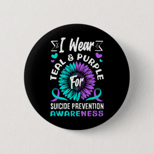 I Wear Teal And Purple For Prevention Awareness 6 Cm Round Badge