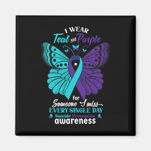I Wear Teal And Purple For Someone I Love Suicide Magnet