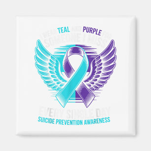 I Wear Teal And Purple For Someone Suicide Awarene Magnet