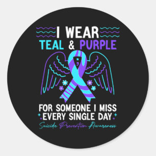 I Wear Teal And Purple For Suicide Prevention Awar Classic Round Sticker