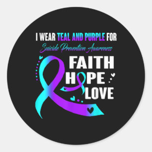 I Wear Teal And Purple For Suicide Prevention Awar Classic Round Sticker