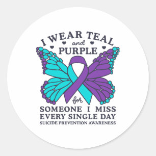 I Wear Teal And Purple For Suicide Prevention Awar Classic Round Sticker
