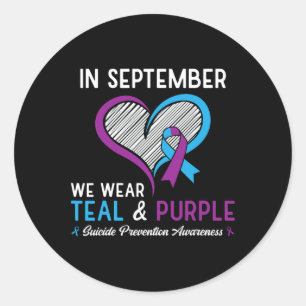 I Wear Teal And Purple For Suicide Prevention Awar Classic Round Sticker