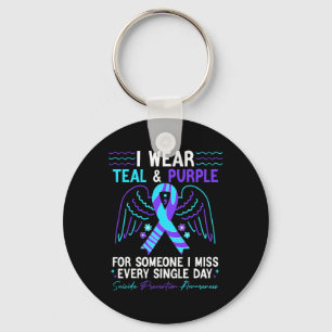 I Wear Teal And Purple For Suicide Prevention Awar Key Ring