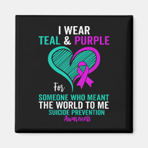 I Wear Teal And Purple For Suicide Prevention Awar Magnet