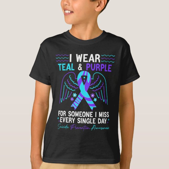 I Wear Teal And Purple For Suicide Prevention Awar T-Shirt (Front)
