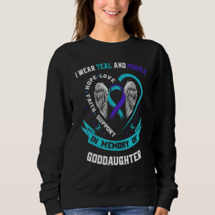 I Wear Teal and Purple Goddaughter Suicide Awarene Sweatshirt