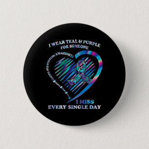 I Wear Teal And Purple Heart Suicide Prevention Aw 6 Cm Round Badge