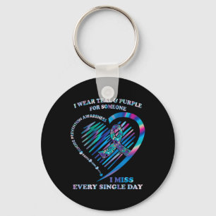 I Wear Teal And Purple Heart Suicide Prevention Aw Key Ring