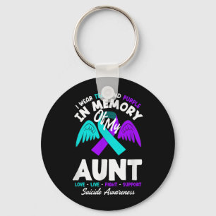 I Wear Teal And Purple In Memory Of My Aunt Key Ring