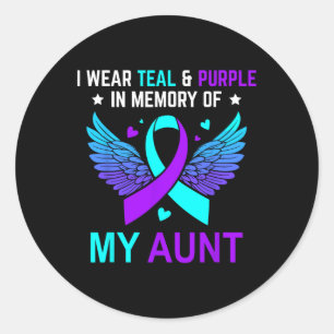 I Wear Teal And Purple In Memory Of My Aunt Suicid Classic Round Sticker