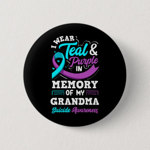 I Wear Teal And Purple In Memory Of My Grandma 6 Cm Round Badge