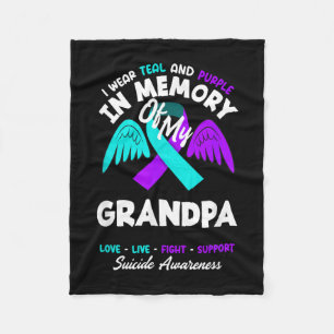 I wear teal and purple in memory of my grandpa fleece blanket