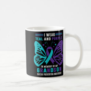 I Wear Teal And Purple In Memory Of My Grandson Coffee Mug