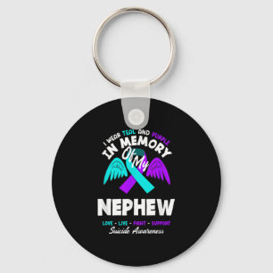 I wear teal and purple in memory of my nephew key ring
