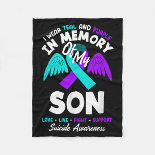I Wear Teal And Purple In Memory Of My Son Design Fleece Blanket