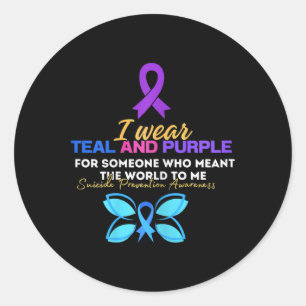 I Wear Teal And Purple In Memory Suicide Preventio Classic Round Sticker