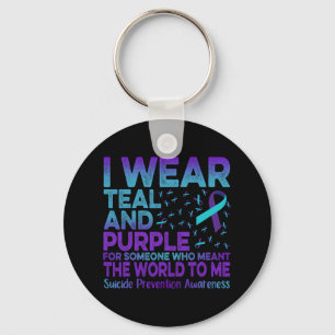 I Wear Teal And Purple Ribbon Suicide Prevention A Key Ring