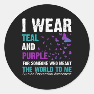 I Wear Teal And Purple Suicide Awareness And Preve Classic Round Sticker