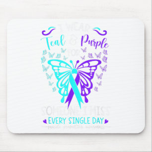 I Wear Teal And Purple Suicide Awareness Butterfly Mouse Pad