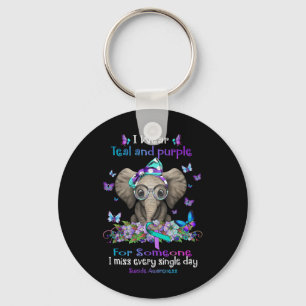I Wear Teal And Purple Suicide Awareness Elephant Key Ring