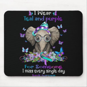I Wear Teal And Purple Suicide Awareness Elephant Mouse Pad