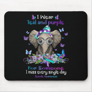 I Wear Teal And Purple Suicide Awareness Elephant Mouse Pad