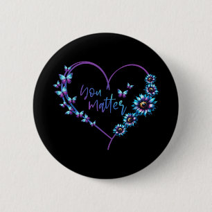 I Wear Teal And Purple Suicide Awareness Mental He 6 Cm Round Badge