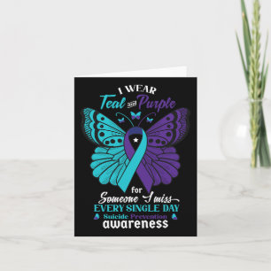I Wear Teal And Purple Suicide Awareness Mental He Card