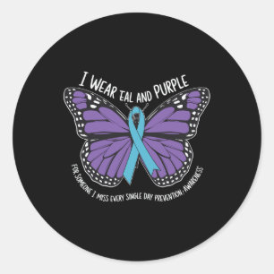 I Wear Teal And Purple Suicide Awareness Mental He Classic Round Sticker