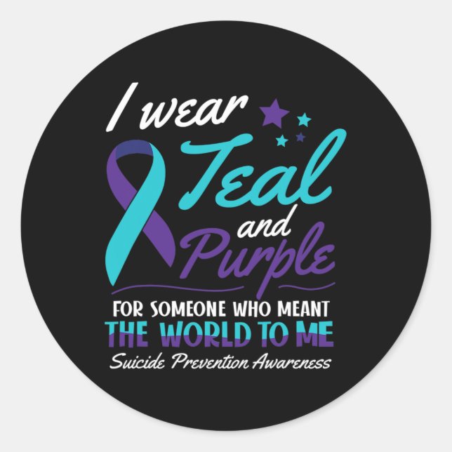 I Wear Teal and Purple Suicide Awareness Mental He Classic Round Sticker (Front)